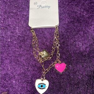 ePretty Gold and Pink Heart Charm Necklace
